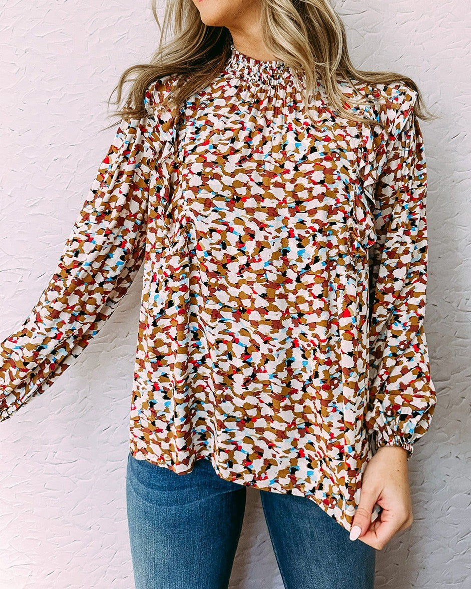 Women's Pretty Bash Abstract Bubble Sleeves Blouse - Miss Dressy 
