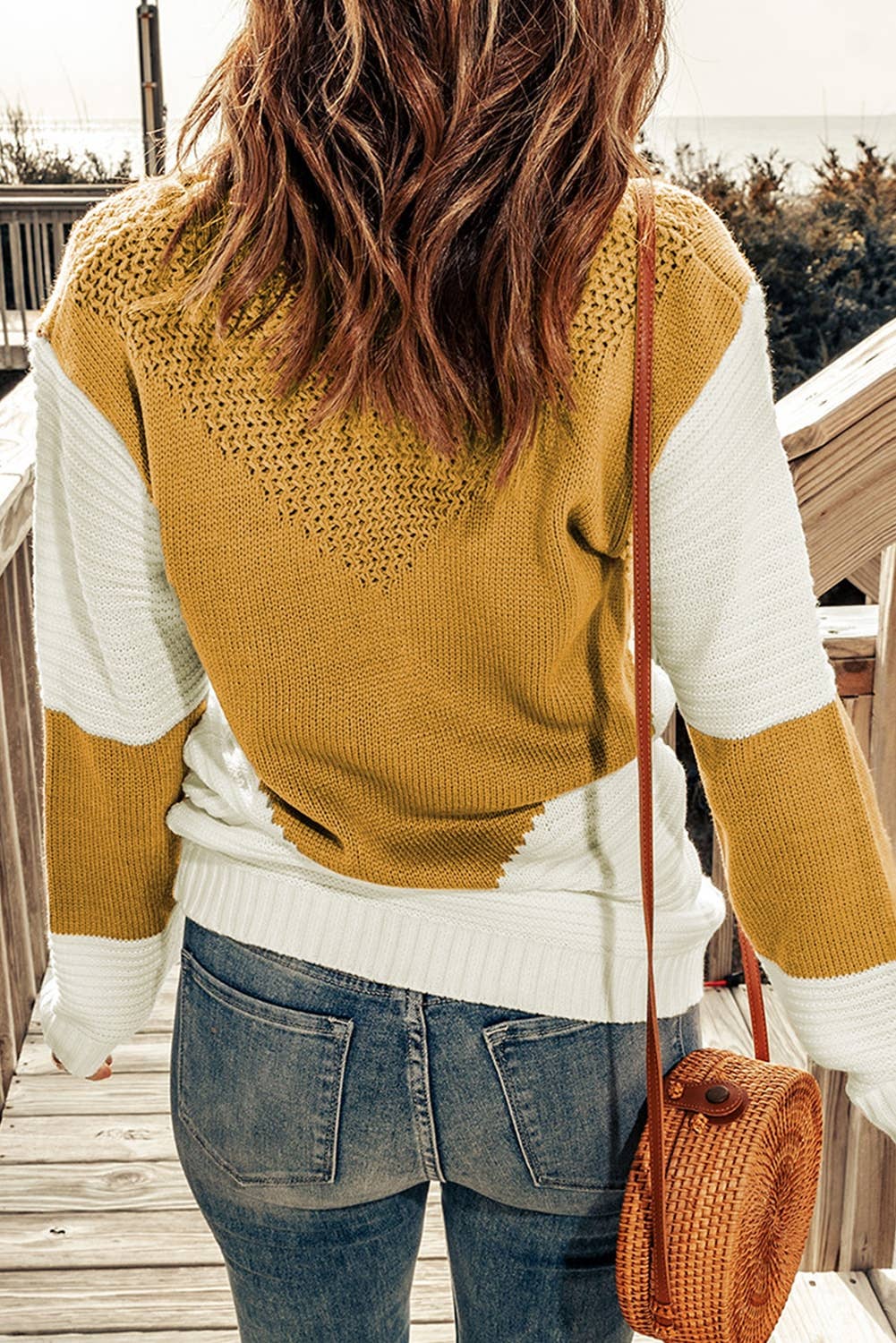 Women's Two-Tone Chevron Pullover Sweater