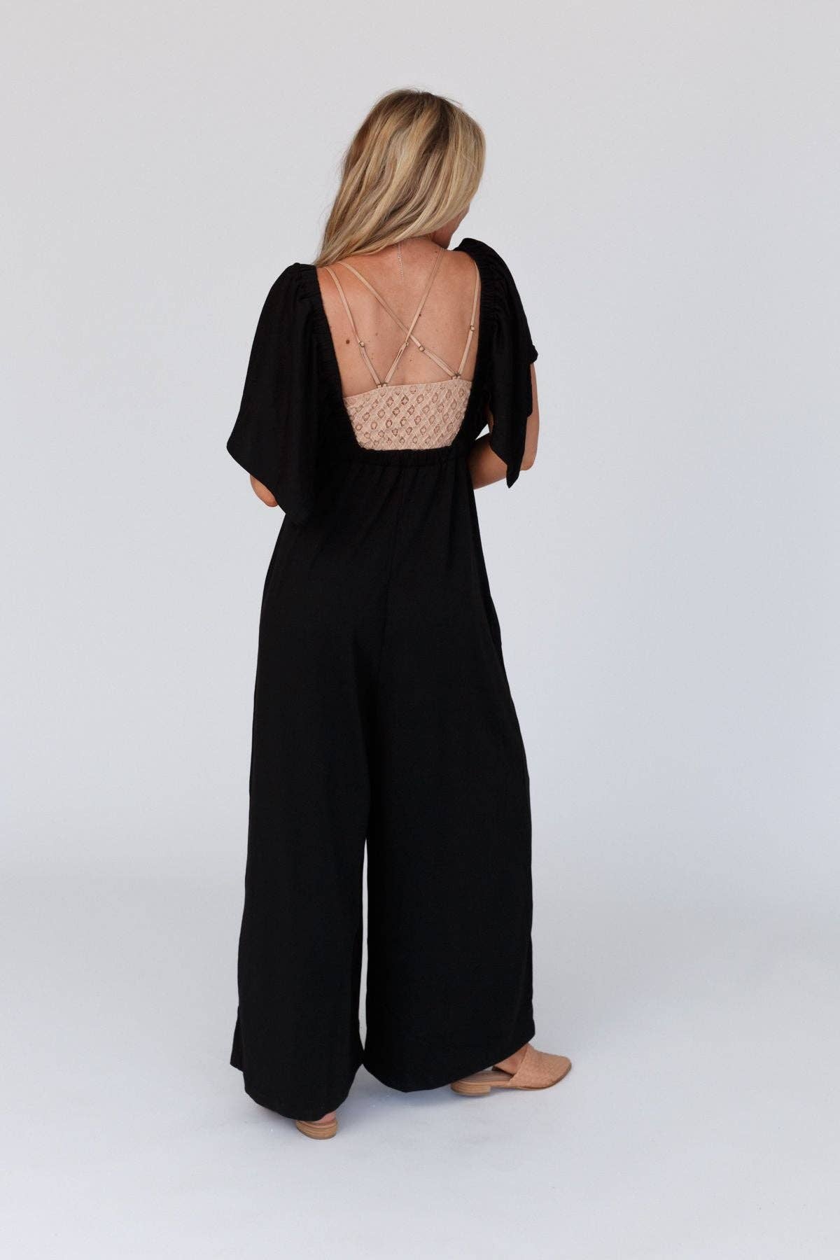 Women's On Repeat Open Back Ruffle Jumpsuit