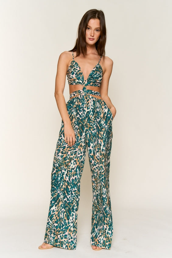 Women's Hers & Mine Spaghetti Strap Tie Back Jumpsuit