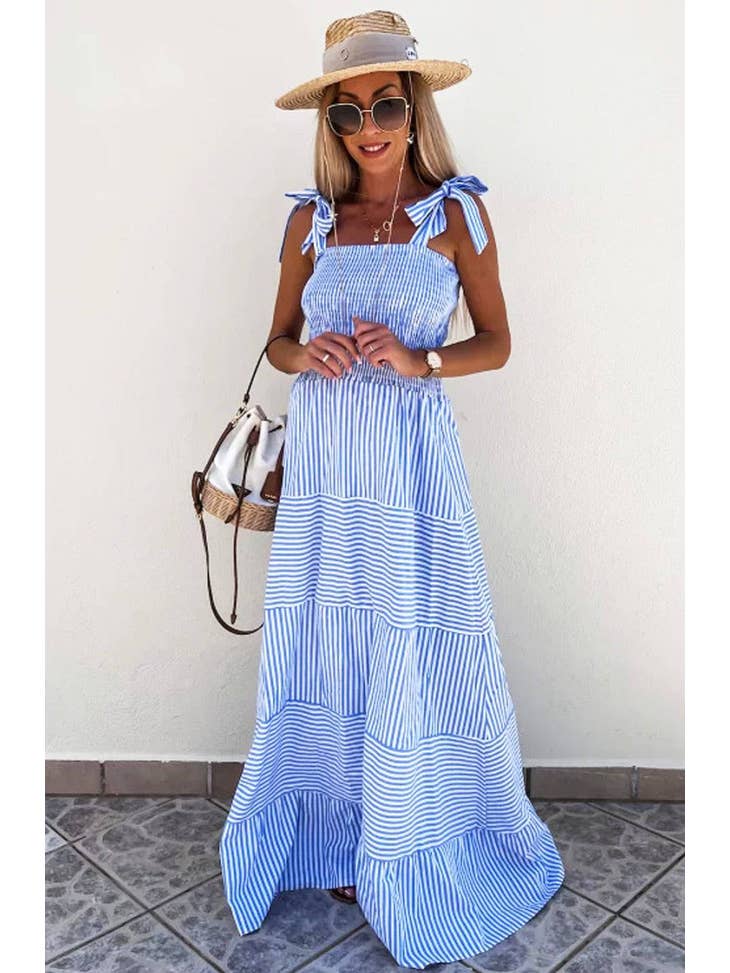 Women's Martine Shirred Striped Maxi Dress