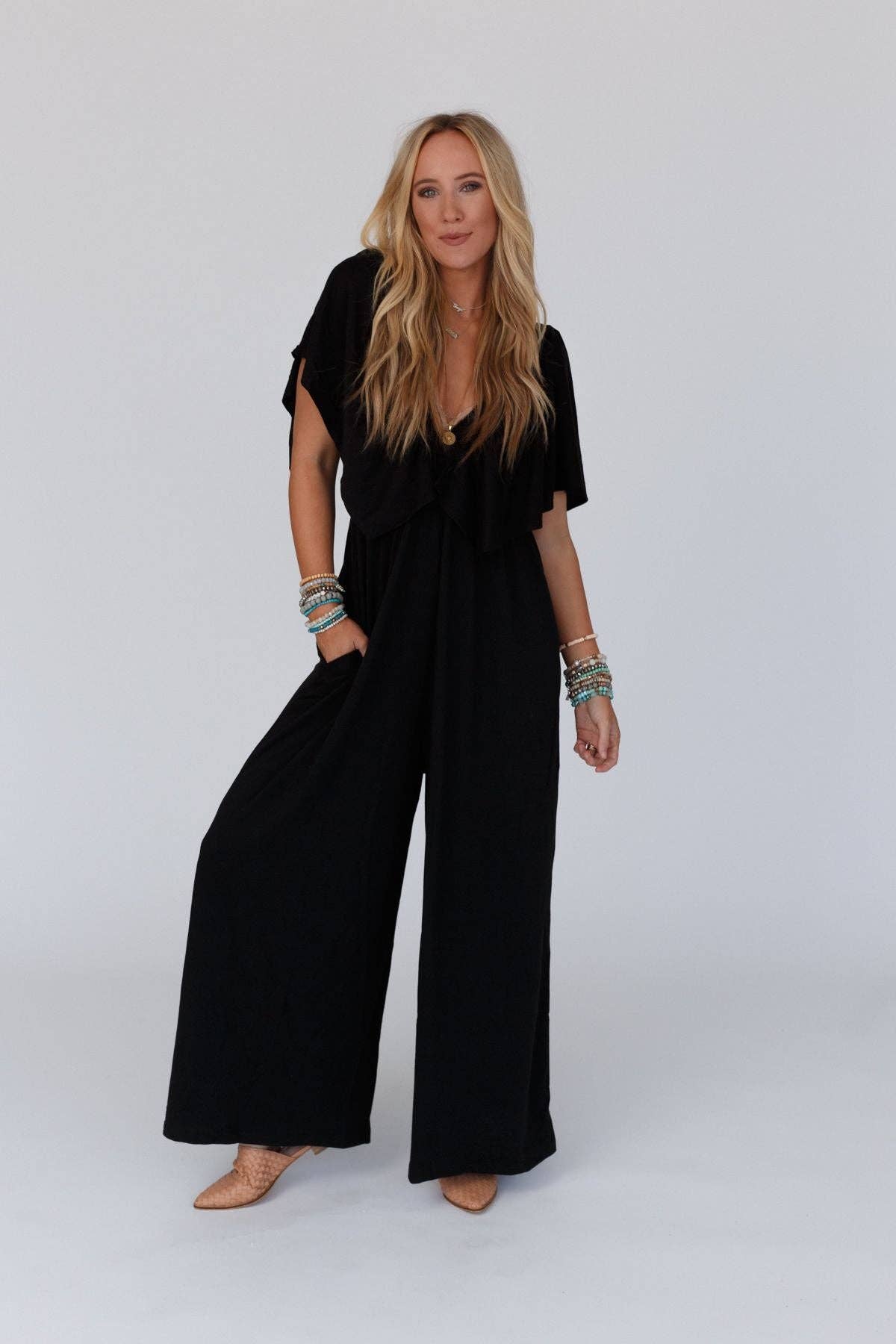 Women's On Repeat Open Back Ruffle Jumpsuit