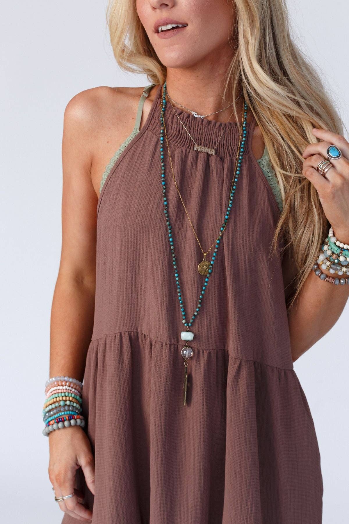 Women's Scarlett Baby Waffle Tiered Maxi Dress / Mocha