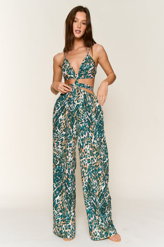 Women's Hers & Mine Spaghetti Strap Tie Back Jumpsuit