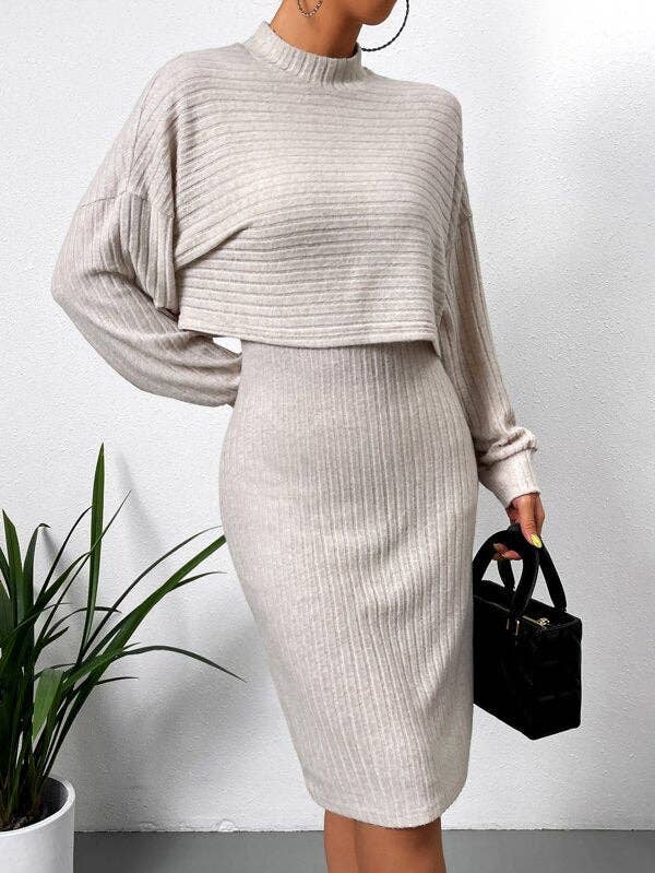 Women's Sweetkama 2-Piece Tank Top Sweater Dress with Sweater Women's Sweetkama 2-Piece Tank Top Sweater Dress with Sweater