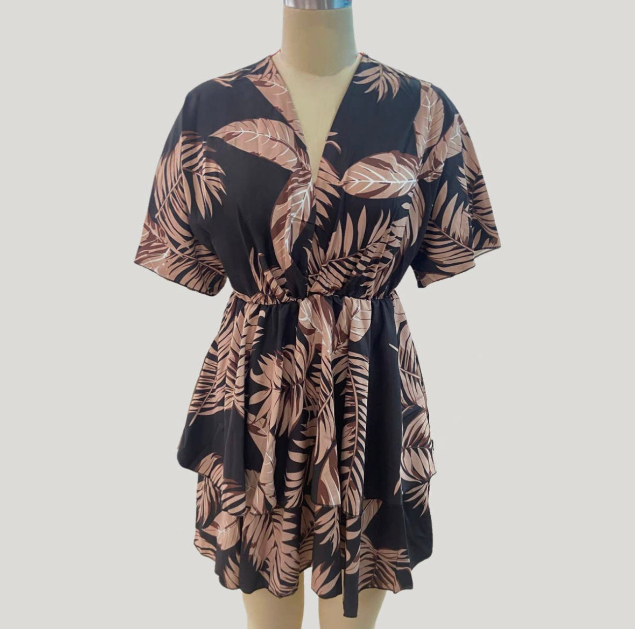 Women’s Memorable Colorful Printed Short Sleeve Tiered Mini Dress