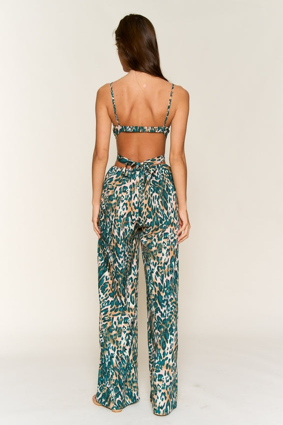 Women's Hers & Mine Spaghetti Strap Tie Back Jumpsuit