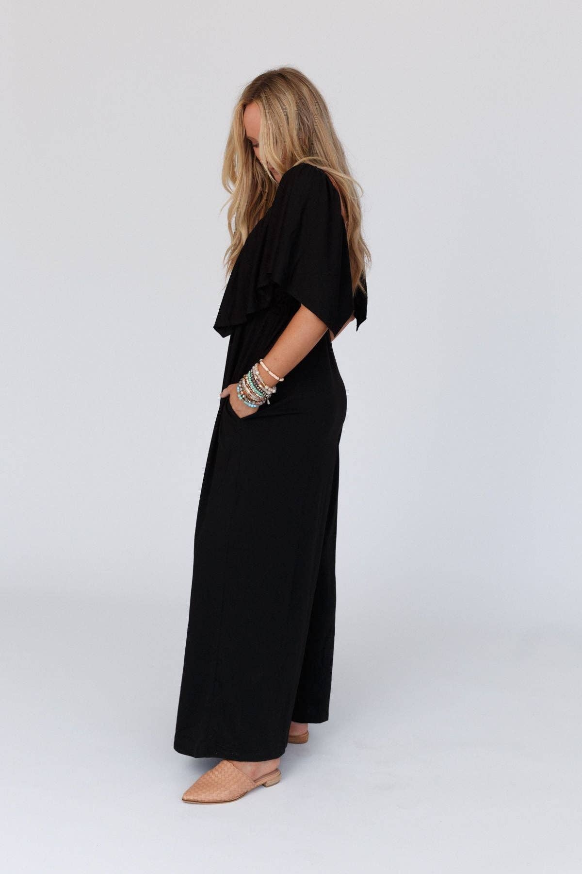Women's On Repeat Open Back Ruffle Jumpsuit