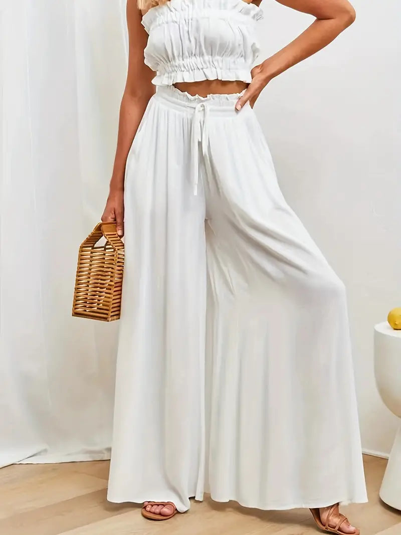 Women's Wide Leg Palazzo Pants / White