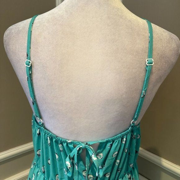 Women's Unishe Teal Aqua Floral polka dot maxi slip dress - Miss Dressy 