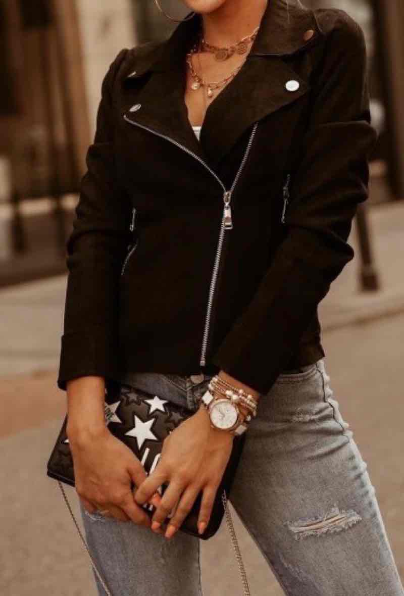 Women's Suede Zipper Jacket / Beige