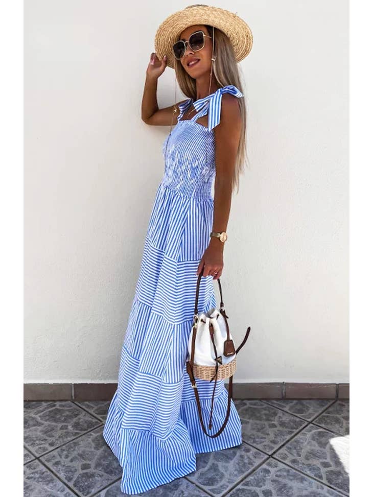 Women's Martine Shirred Striped Maxi Dress