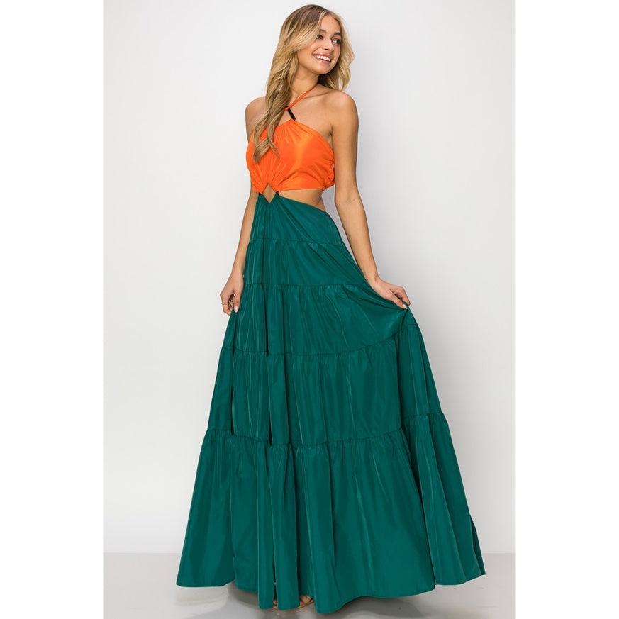 Women's INA Taffeta Sleeveless Dome Cut Out Maxi Dress - Miss Dressy 