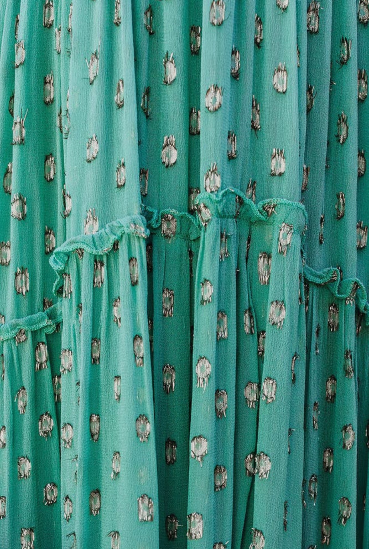 Women's Unishe Teal Aqua Floral polka dot maxi slip dress - Miss Dressy 