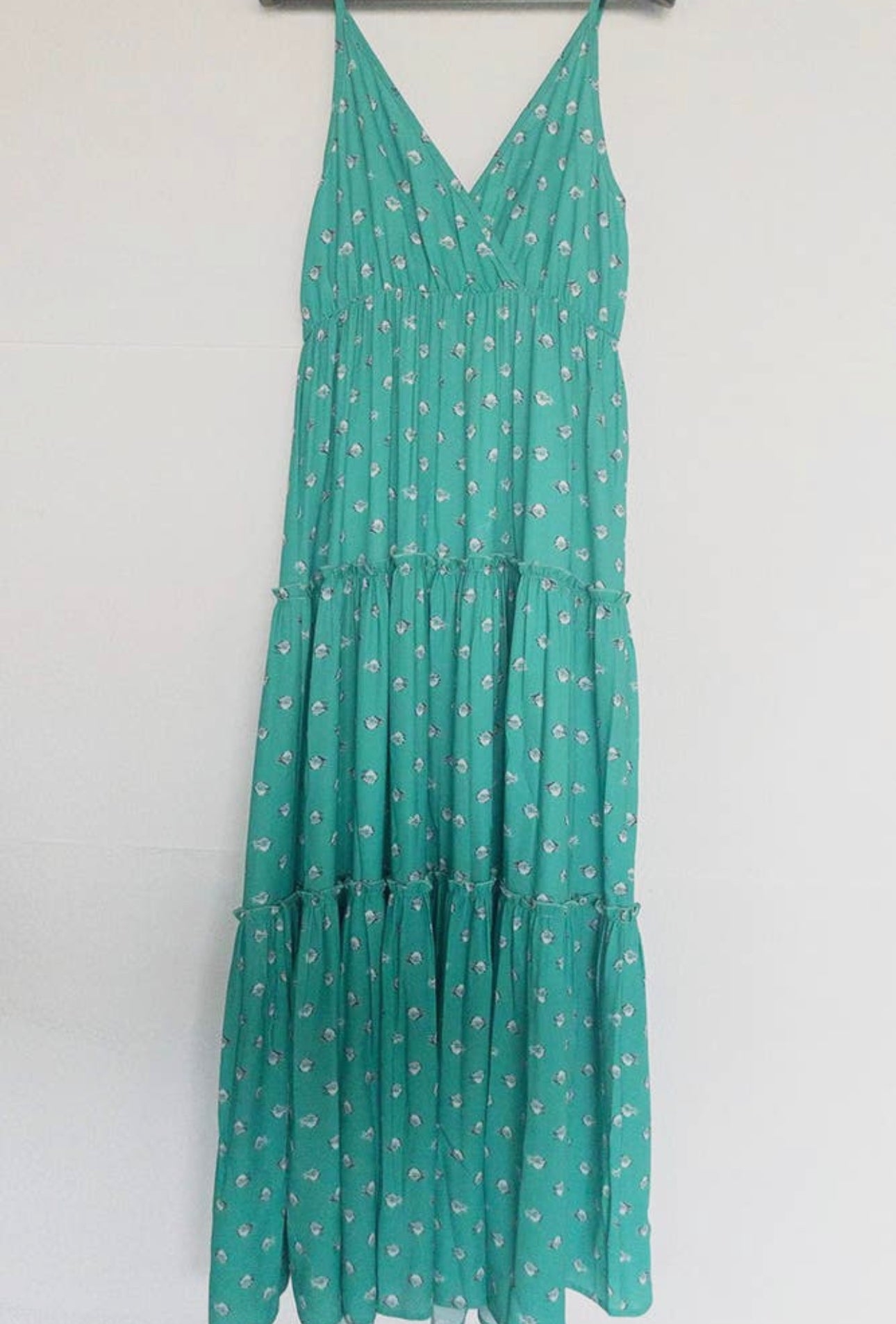 Women's Unishe Teal Aqua Floral polka dot maxi slip dress - Miss Dressy 