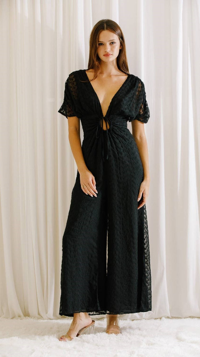 Women's Storia Monochromatic Eyelet Drawstring Jumpsuit – Miss Dressy