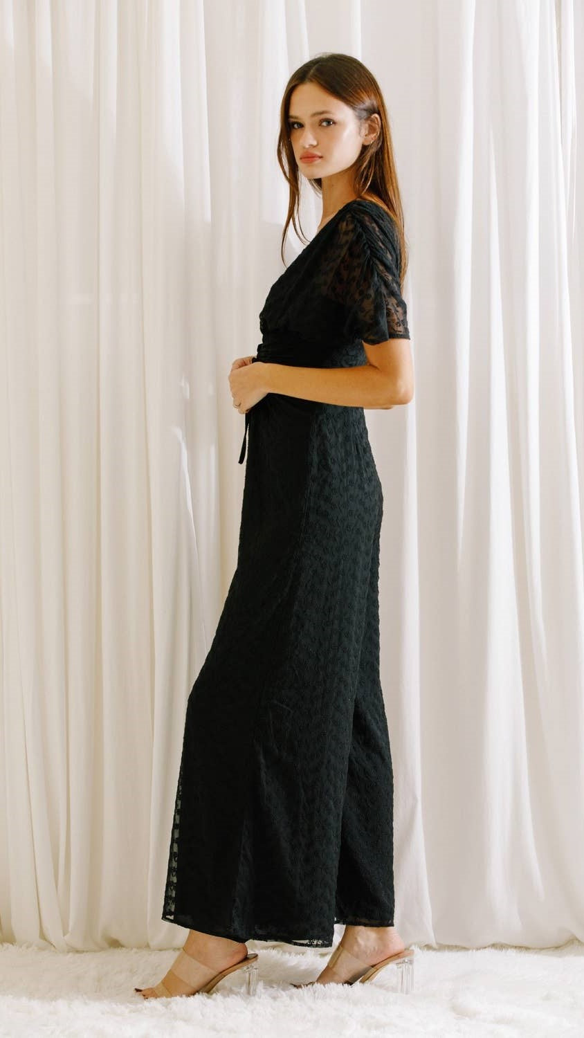Women's Storia Monochromatic Eyelet Drawstring Jumpsuit - Miss Dressy 