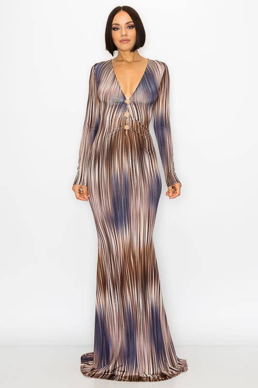 Women's Multi-Color Brown & Blue Hues Maxi Dress Miss Dressy Women's Multi-Color Brown & Blue Hues Maxi Dress Miss Dressy